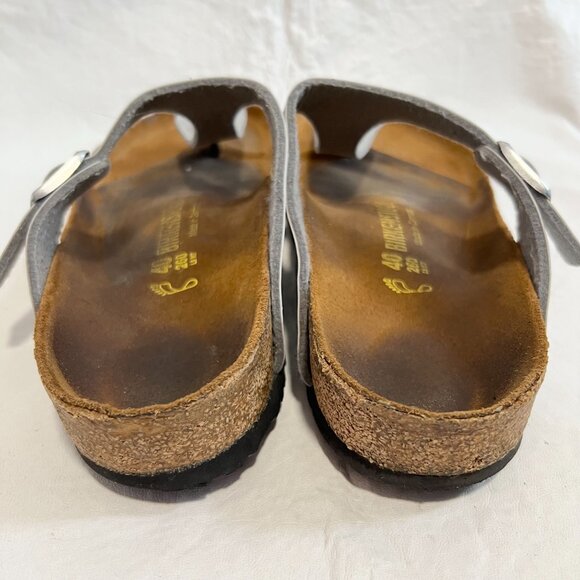 Birkenstock Gizeh sandals Silver birko flor EU 40 US womens 9 9.5 faux leather - Picture 4 of 13